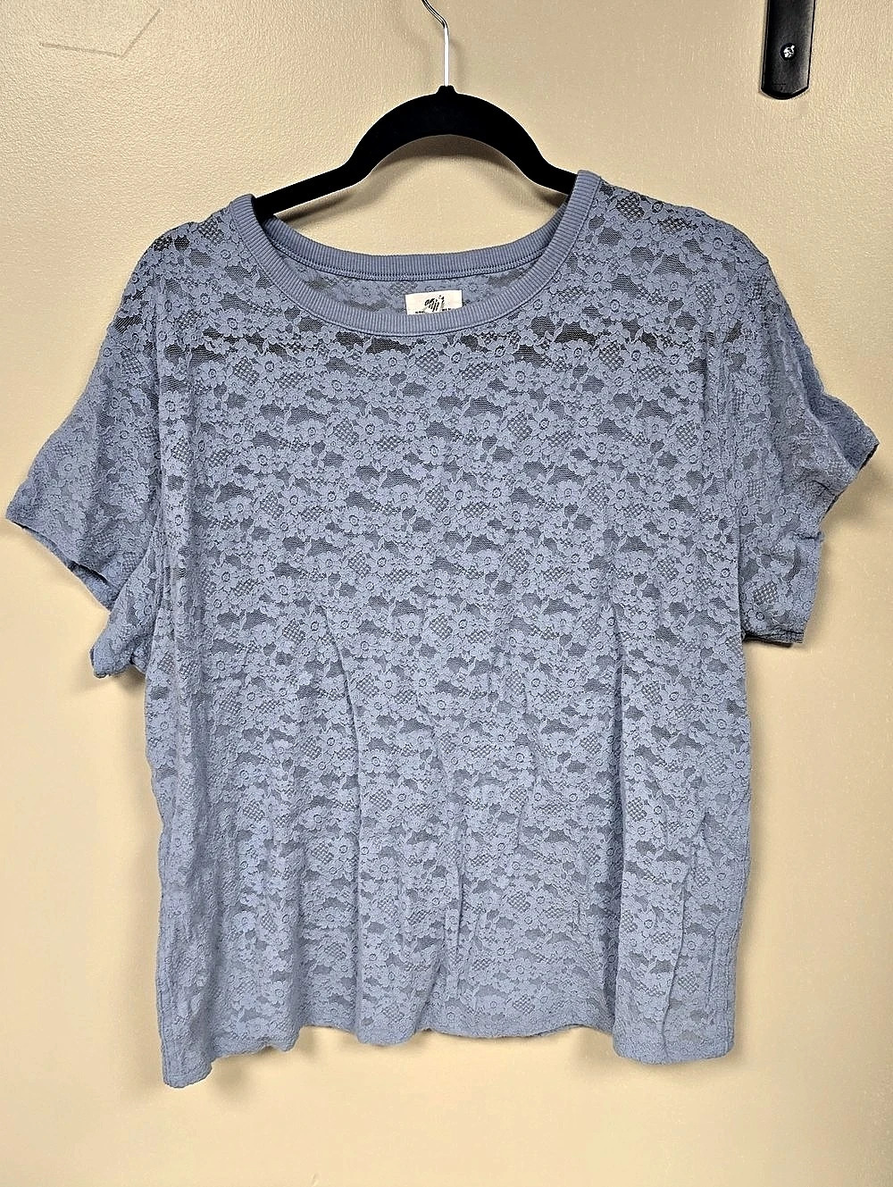 Aerie Floral Lace Short Sleeve Top Size XXL Like New